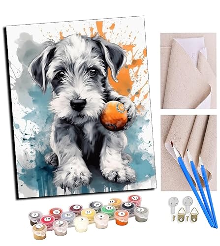 TUDOUTU Malen nach Zahlen Kits Art für Erwachsene mit Pinsel und Acrylpigment DIY Digitale Leinwand für Erwachsene Anfänger-Baseball mit weißem Schnauzer (1) 16 * 20 Zoll Mit Rahmen von TUDOUTU