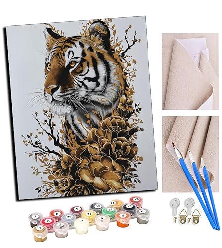 TUDOUTU Malen nach Zahlen Kits Art für Erwachsene mit Pinsel und Acrylpigment DIY Digitale Leinwand für Erwachsene Anfänger-Goldener Tigerschatten 16 * 20 Zoll Mit Rahmen TUDOUTU Malen nach Zahlen Kits Art für Erwachsene mit Pinsel und Acrylpigment DIY Digitale Leinwand für Erwachsene Anfänger-Goldener Tigerschatten 16 * 20 Zoll Mit Rahmen von TUDOUTU