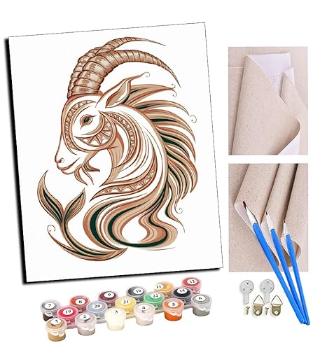 TUDOUTU Malen nach Zahlen Kits Art für Erwachsene mit Pinsel und Acrylpigment DIY Digitale Leinwand für Erwachsene Anfänger-Steinbock-Ornament 16 * 20 Zoll Mit Rahmen TUDOUTU Malen nach Zahlen Kits Art für Erwachsene mit Pinsel und Acrylpigment DIY Digitale Leinwand für Erwachsene Anfänger-Steinbock-Ornament 16 * 20 Zoll Mit Rahmen von TUDOUTU