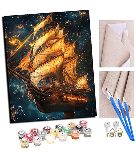 TUDOUTU Malen nach Zahlen Kits Art für Erwachsene mit Pinsel und Acrylpigment DIY Digitale Leinwand für Erwachsene Anfänger-Sternenmeer-Segelboot 16 * 20 Zoll Mit Rahmen TUDOUTU Malen nach Zahlen Kits Art für Erwachsene mit Pinsel und Acrylpigment DIY Digitale Leinwand für Erwachsene Anfänger-Sternenmeer-Segelboot 16 * 20 Zoll Mit Rahmen von TUDOUTU