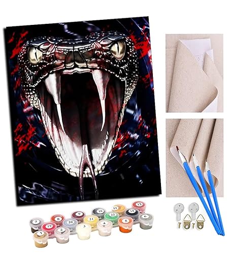 TUDOUTU Malen nach Zahlen Kits Art für Erwachsene mit Pinsel und Acrylpigment DIY Digitale Leinwand für Erwachsene Anfänger-Tiere Drachen und Schlangen (2) 16 * 20 Zoll Mit Rahmen von TUDOUTU