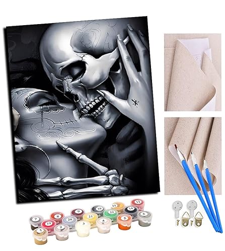 TUDOUTU Malen nach Zahlen Kits Art für Erwachsene mit Pinsel und Acrylpigment DIY Digitale Leinwand für Erwachsene Anfänger-Totenkopf Skelett Paar Tod Mädchen 028 16 * 20 Zoll Mit Rahmen TUDOUTU Malen nach Zahlen Kits Art für Erwachsene mit Pinsel und Acrylpigment DIY Digitale Leinwand für Erwachsene Anfänger-Totenkopf Skelett Paar Tod Mädchen 028 16 * 20 Zoll Mit Rahmen von TUDOUTU