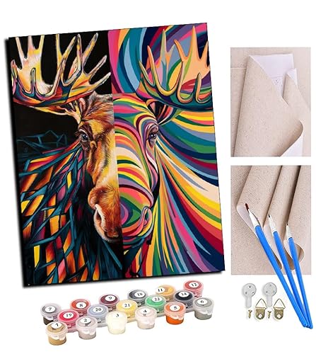 TUDOUTU Malen nach Zahlen Kits Art für Erwachsene mit Pinsel und Acrylpigment DIY Digitale Leinwand für Erwachsene Anfänger-Zwillings-Elch 16 * 20 Zoll Mit Rahmen TUDOUTU Malen nach Zahlen Kits Art für Erwachsene mit Pinsel und Acrylpigment DIY Digitale Leinwand für Erwachsene Anfänger-Zwillings-Elch 16 * 20 Zoll Mit Rahmen von TUDOUTU