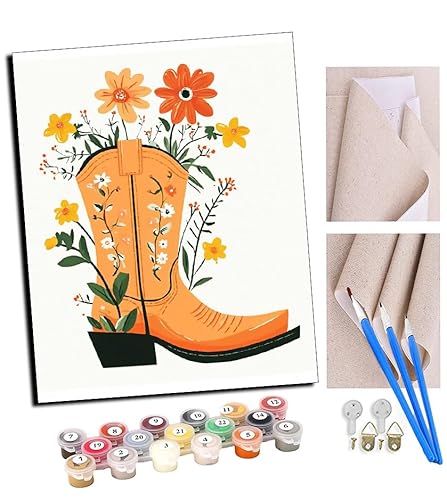 TUDOUTU Malen nach Zahlen Kits Cowboystiefel mit Blumenmuster DIY vorgedruckte Leinwand Ölgemälde Geschenk für Erwachsene Kinder Home House Decor 40 * 50 cm Mit Rahmen TUDOUTU Malen nach Zahlen Kits Cowboystiefel mit Blumenmuster DIY vorgedruckte Leinwand Ölgemälde Geschenk für Erwachsene Kinder Home House Decor 40 * 50 cm Mit Rahmen von TUDOUTU