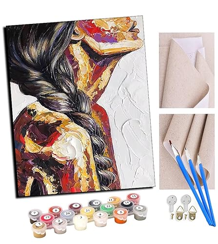 TUDOUTU Malen nach Zahlen Kits Kunst Bild (Blumenkrone Mädchen abstrakt 001) (5) DIY vorgedruckte Leinwand Ölgemälde Geschenk für Erwachsene Kinder Home House Decor 40 * 50 cm Mit Rahmen von TUDOUTU