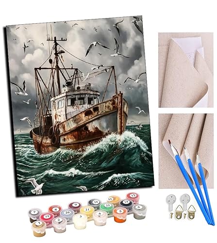 TUDOUTU Malen nach Zahlen Kits Kunst Möwe und rostiges Schiff DIY vorgedruckte Leinwand Ölgemälde Geschenk für Erwachsene Kinder Home House Decor 40 * 50 cm Mit Rahmen TUDOUTU Malen nach Zahlen Kits Kunst Möwe und rostiges Schiff DIY vorgedruckte Leinwand Ölgemälde Geschenk für Erwachsene Kinder Home House Decor 40 * 50 cm Mit Rahmen von TUDOUTU