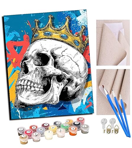TUDOUTU Malen nach Zahlen Kits Kunst Totenkopfkrone DIY vorgedruckte Leinwand Ölgemälde Geschenk für Erwachsene Kinder Home House Decor 40 * 50 cm Mit Rahmen TUDOUTU Malen nach Zahlen Kits Kunst Totenkopfkrone DIY vorgedruckte Leinwand Ölgemälde Geschenk für Erwachsene Kinder Home House Decor 40 * 50 cm Mit Rahmen von TUDOUTU