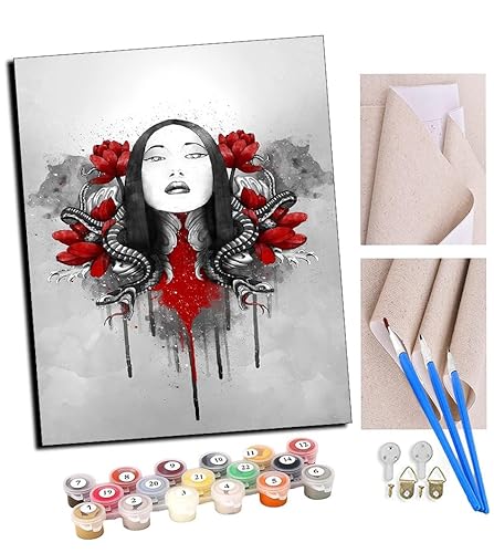TUDOUTU Malen nach Zahlen Kits Rosenschlangenmädchen DIY vorgedruckte Leinwand Ölgemälde Geschenk für Erwachsene Kinder Home House Decor 40 * 50 cm Mit Rahmen TUDOUTU Malen nach Zahlen Kits Rosenschlangenmädchen DIY vorgedruckte Leinwand Ölgemälde Geschenk für Erwachsene Kinder Home House Decor 40 * 50 cm Mit Rahmen von TUDOUTU