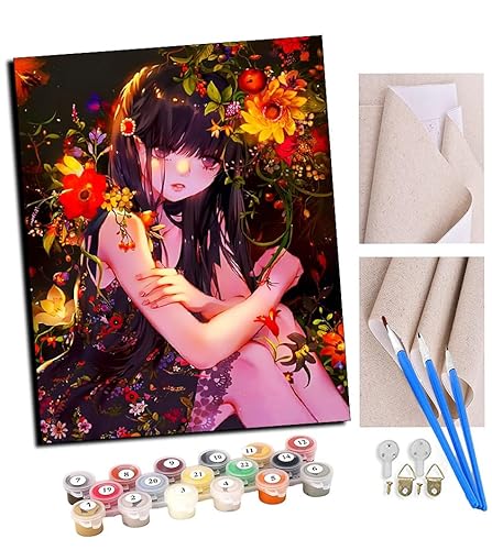 TUDOUTU Malen nach Zahlen Kits für Erwachsene Cartoon Blume bunten Rock kleines Mädchen Anime mit Pinsel und Acrylpigment Diy Digitale Leinwand Malerei für Erwachsene Anfänger-16X20 Zoll Mit Rahmen TUDOUTU Malen nach Zahlen Kits für Erwachsene Cartoon Blume bunten Rock kleines Mädchen Anime mit Pinsel und Acrylpigment Diy Digitale Leinwand Malerei für Erwachsene Anfänger-16X20 Zoll Mit Rahmen von TUDOUTU