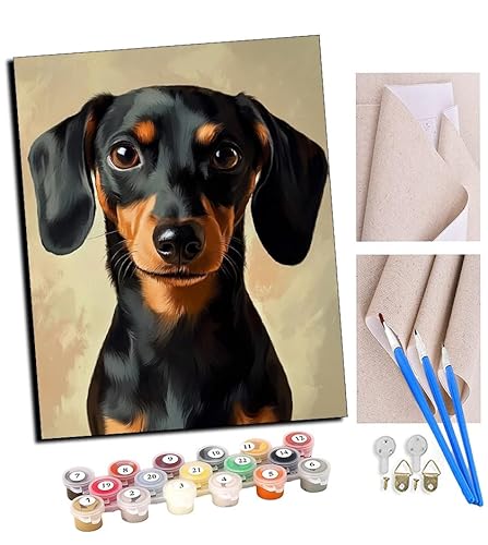 TUDOUTU Malen nach Zahlen Kits für Erwachsene Dackel mit Pinsel und Acrylpigment Diy Digitale Leinwand Malerei für Erwachsene Anfänger-16X20 Zoll Mit Rahmen TUDOUTU Malen nach Zahlen Kits für Erwachsene Dackel mit Pinsel und Acrylpigment Diy Digitale Leinwand Malerei für Erwachsene Anfänger-16X20 Zoll Mit Rahmen von TUDOUTU