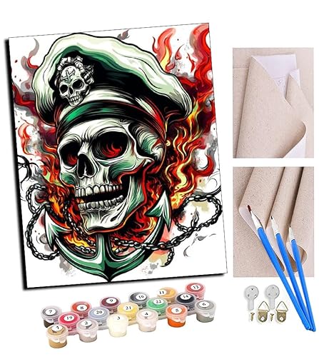 TUDOUTU Malen nach Zahlen Kits für Erwachsene Flammen-Matrosen-Skelett mit Pinsel und Acrylpigment Diy Digitale Leinwand Malerei für Erwachsene Anfänger-16X20 Zoll Mit Rahmen TUDOUTU Malen nach Zahlen Kits für Erwachsene Flammen-Matrosen-Skelett mit Pinsel und Acrylpigment Diy Digitale Leinwand Malerei für Erwachsene Anfänger-16X20 Zoll Mit Rahmen von TUDOUTU