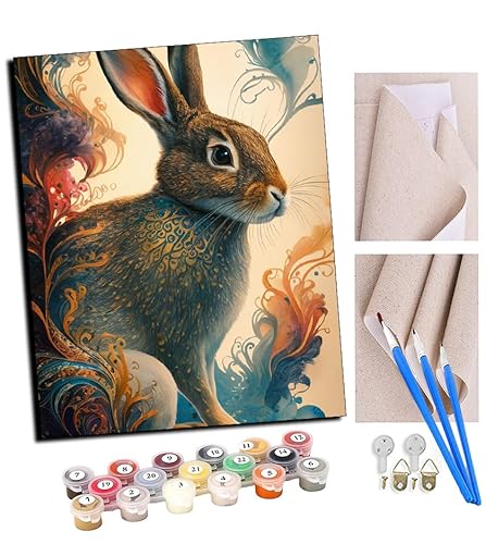 TUDOUTU Malen nach Zahlen Kits für Erwachsene Geheimes Kaninchenmuster DIY Ölgemälde Digitale Leinwand Wandkunst Home Decoration - 40x50CM Mit Rahmen von TUDOUTU