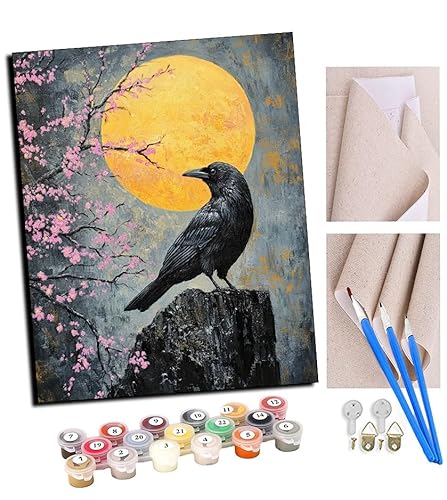 TUDOUTU Malen nach Zahlen Kits für Erwachsene Krähen unter dem Mond DIY Ölgemälde Digitale Leinwand Wandkunst Home Decoration - 40x50CM Mit Rahmen TUDOUTU Malen nach Zahlen Kits für Erwachsene Krähen unter dem Mond DIY Ölgemälde Digitale Leinwand Wandkunst Home Decoration - 40x50CM Mit Rahmen von TUDOUTU
