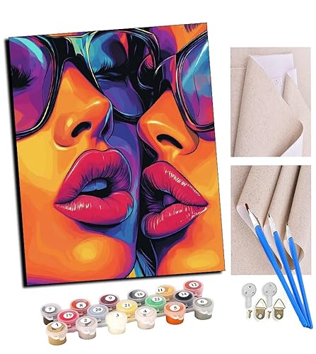 TUDOUTU Malen nach Zahlen Kits für Erwachsene Neon-Lippenlesen mit Pinsel und Acrylpigment Diy Digitale Leinwand Malerei für Erwachsene Anfänger-16X20 Zoll Mit Rahmen TUDOUTU Malen nach Zahlen Kits für Erwachsene Neon-Lippenlesen mit Pinsel und Acrylpigment Diy Digitale Leinwand Malerei für Erwachsene Anfänger-16X20 Zoll Mit Rahmen von TUDOUTU