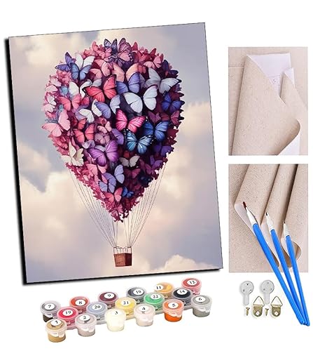 TUDOUTU Malen nach Zahlen Kits für Erwachsene Schmetterlings-Liebes-Heißluftballon DIY Ölgemälde Digitale Leinwand Wandkunst Home Decoration - 40x50CM Mit Rahmen TUDOUTU Malen nach Zahlen Kits für Erwachsene Schmetterlings-Liebes-Heißluftballon DIY Ölgemälde Digitale Leinwand Wandkunst Home Decoration - 40x50CM Mit Rahmen von TUDOUTU