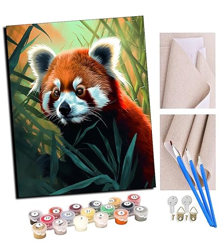 TUDOUTU Malen nach Zahlen Kits für Erwachsene Tiere Süßer Roter Panda Schmetterling (43) mit Pinsel und Acrylpigment Diy Digitale Leinwand Malerei für Erwachsene Anfänger-16X20 Zoll Mit Rahmen von TUDOUTU