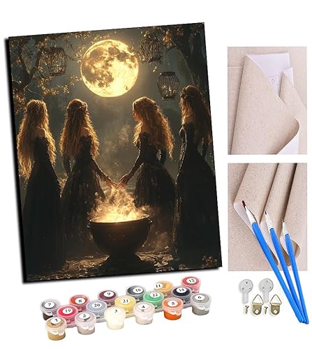 TUDOUTU Malen nach Zahlen Kits für Erwachsene Vier blonde Mädchen unter dem Mond mit Pinsel und Acrylpigment Diy Digitale Leinwand Malerei für Erwachsene Anfänger-16X20 Zoll Mit Rahmen TUDOUTU Malen nach Zahlen Kits für Erwachsene Vier blonde Mädchen unter dem Mond mit Pinsel und Acrylpigment Diy Digitale Leinwand Malerei für Erwachsene Anfänger-16X20 Zoll Mit Rahmen von TUDOUTU
