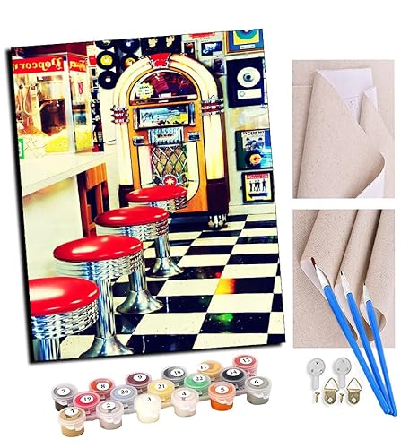 TUDOUTU Malen nach Zahlen Retro Café Bar Für Erwachsene und DIY Ölgemälde Geschenk-Kits Vorgedruckte Leinwand Kunst Home Decoration 16x20 Zoll Mit Rahmen TUDOUTU Malen nach Zahlen Retro Café Bar Für Erwachsene und DIY Ölgemälde Geschenk-Kits Vorgedruckte Leinwand Kunst Home Decoration 16x20 Zoll Mit Rahmen von TUDOUTU