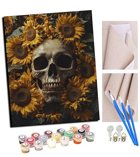 TUDOUTU Malen nach Zahlen Sonnenblumenschädel Für Erwachsene und DIY Ölgemälde Geschenk-Kits Vorgedruckte Leinwand Kunst Home Decoration 16x20 Zoll Mit Rahmen TUDOUTU Malen nach Zahlen Sonnenblumenschädel Für Erwachsene und DIY Ölgemälde Geschenk-Kits Vorgedruckte Leinwand Kunst Home Decoration 16x20 Zoll Mit Rahmen von TUDOUTU