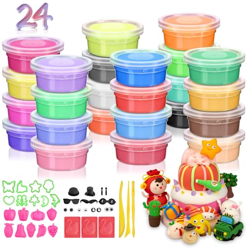 Modelliermasse 24 Farben,Lufttrocknend Modelliermasse für Kinder,Lufttrocknender Ton DIY Formton mit Werkzeugen,Weich Ultraleicht,Spielzeug Geschenke für Jungen Mädchen im Alter von 3-12 Jahren Modelliermasse 24 Farben,Lufttrocknend Modelliermasse für Kinder,Lufttrocknender Ton DIY Formton mit Werkzeugen,Weich Ultraleicht,Spielzeug Geschenke für Jungen Mädchen im Alter von 3-12 Jahren von TUFA