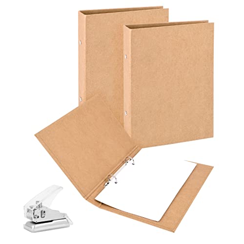 Ringbuch A5 Nachfüllbar Kraftpapier, 2 Stück Set mit Punch, Ringbuch Ordner A5 mit 2 Ringe zum Hinzufügen Broschüren-Cover Papiere Lose Blätter für Schule & Büro von TUFA