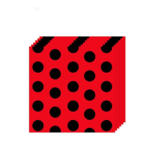 TUIC 2-lagige Einweg-Serviette, rote und schwarze Punkte, 33 x 33 cm, Papier für Partyzubehör, Cocktail, Hochzeit, Geburtstag, Jahrestag, Halloween, Weihnachten, Party, Event (40 Stück) von TUIC