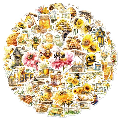 50Stück Bienen Aufkleber für Motorrad,Koffer,Gepäck,Kühlschrank,Laptop,Niedlich Biene Blumen Wasserdicht Vinyl Sticker,Geschenk für Kinder Erwachsene,Aesthetic Cartoon Insekten Graffiti Stickers 50Stück Bienen Aufkleber für Motorrad,Koffer,Gepäck,Kühlschrank,Laptop,Niedlich Biene Blumen Wasserdicht Vinyl Sticker,Geschenk für Kinder Erwachsene,Aesthetic Cartoon Insekten Graffiti Stickers von TUIOBUN