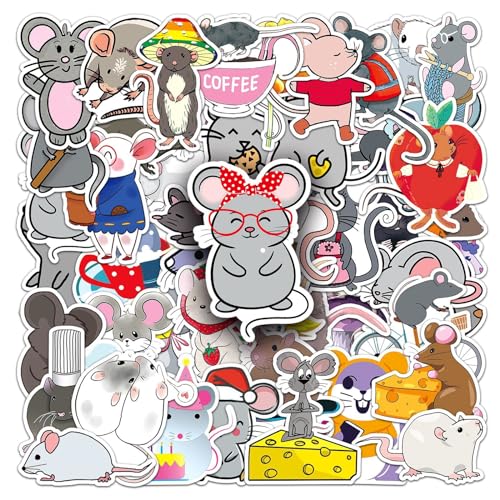50Stück Maus Aufkleber für Kühlschrank,Fahrrad,Motorrad,Phone Skateboard,Laptop,Stoßstange,Auto,niedliche Cartoon Mouse Wasserdicht Vinyl Aufkleber,Erwachsene Kinder Geschenk,Tier Sticker 50Stück Maus Aufkleber für Kühlschrank,Fahrrad,Motorrad,Phone Skateboard,Laptop,Stoßstange,Auto,niedliche Cartoon Mouse Wasserdicht Vinyl Aufkleber,Erwachsene Kinder Geschenk,Tier Sticker von TUIOBUN