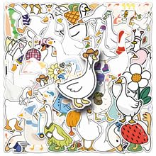 50Stück Niedliche Gans Aufkleber für Kühlschrank,Gitarre,Gepäck,Laptop,Fahrrad,Auto,Stoßstange,Wasserdicht Vinyl Kawaii Tier Sticker,Erwachsene Geschenk,Cartoon Gooses Ästhetik Graffiti Aufkleber von TUIOBUN