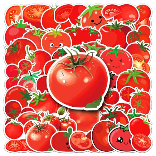 50Stück Tomaten Aufkleber für Motorrad,Kühlschrank,Fahrrad,Gepäck, Skateboard,Laptop, Stoßstange,Auto,niedliche Gemüse Wasserdicht Aufkleber,Erwachsene Kinder Geschenk,Rote Obst Aufkleber von TUIOBUN