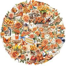 50Stück Transparent Orange Blume Aufkleber für Auto,Fahrrad,Gepäck,Stoßstange,Kühlschrank,Laptop,Cartoon Niedliche Flower Vinyl Decal,Mädchen Geschenk,Mode Pflanzen Ästhetische Graffiti Sticker von TUIOBUN