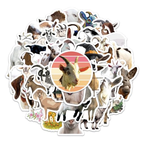 50Stück Ziege Aufkleber für Skateboard,Laptop,Fahrrad,Koffer,Auto,Kühlschrank,Niedliche Cartoon Tier Wasserfeste Vinyl Sticker,Teenager Erwachsene Geschenk,Ästhetische Goat Graffiti Stickers von TUIOBUN