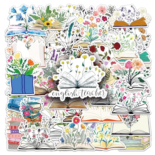 50Stück Buch Blumen Aufkleber für Gitarre,Fahrrad,Gepäck,Kühlschrank, Laptop, Fahrrad,Stoßstange,Auto,Motorrad,Wasserdichte Vinyl lesen Stickers,Geschenk für Erwachsene Mädchen,Ästhetische Aufkleber 50Stück Buch Blumen Aufkleber für Gitarre,Fahrrad,Gepäck,Kühlschrank, Laptop, Fahrrad,Stoßstange,Auto,Motorrad,Wasserdichte Vinyl lesen Stickers,Geschenk für Erwachsene Mädchen,Ästhetische Aufkleber von TUIOBUN