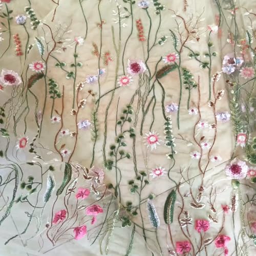Spitzenstoff mit Blumenstickerei, exquisit, bunt, Blumenmuster, Länge 180,3 cm, Breite 150 cm, eleganter weicher Tüllstoff, Kleiderstoff für selbstgemachte Kleidung, Kleider, Hochzeit (2 Jahre Spitzenstoff mit Blumenstickerei, exquisit, bunt, Blumenmuster, Länge 180,3 cm, Breite 150 cm, eleganter weicher Tüllstoff, Kleiderstoff für selbstgemachte Kleidung, Kleider, Hochzeit (2 Jahre von TUIUSTU