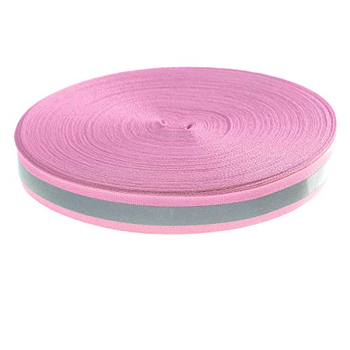 46 Meter x 20mm Reflektierendes Band zum Aufnähen, Reflektorband - 20 mm Breite - mit 10mm Reflektionband - Sicherheit Reflexband Leuchtband zum Annähen, Pink, TKB5080-pink von TUKA-i-AKUT