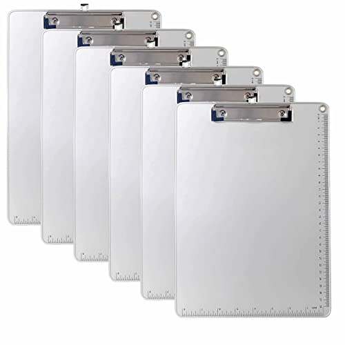 6er A4 Metall Klemmbrett, Anti-Rutsche Rückseite, Gummierter Metalklemme, Hartfaser Schreibbrett mit Aufhängeose, Papierhalter Clipboard, Stabil Schick, Aluminiumlegierung Schreibplatte TKD8053-A4-6x von TUKA-i-AKUT