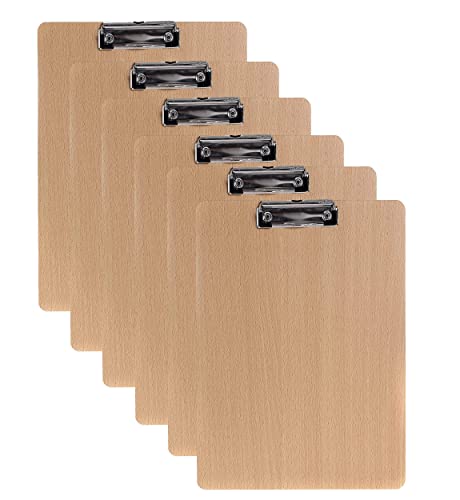 6er Klemmbrett A3 Hoch aus Hartholz extra dick 4mm, mit Aufhängeose, Gummierter Metalklemme, Skizzenblock Schreibbrett Clipboard, Qualität Holz Faserplatte, Zwischenablage Schreibblock TKD8009-A3-6X von TUKA-i-AKUT