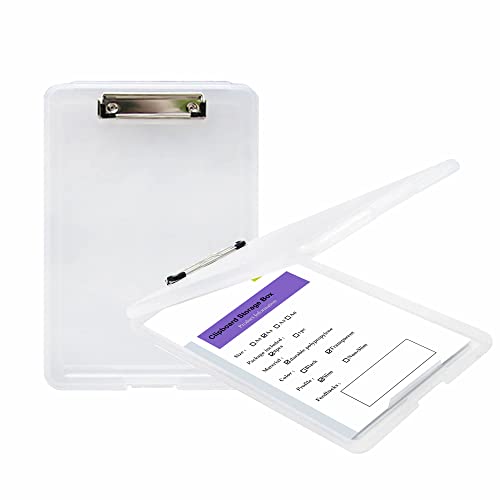 [Pack of 2] A4 Clipbboard Transparent Plastic Box, Rubberized Metal clamp, Durable Assorted Coloured Paper Holder Writing Memo Document Form Holder, Writing Board, White, TKD8052 von TUKA-i-AKUT
