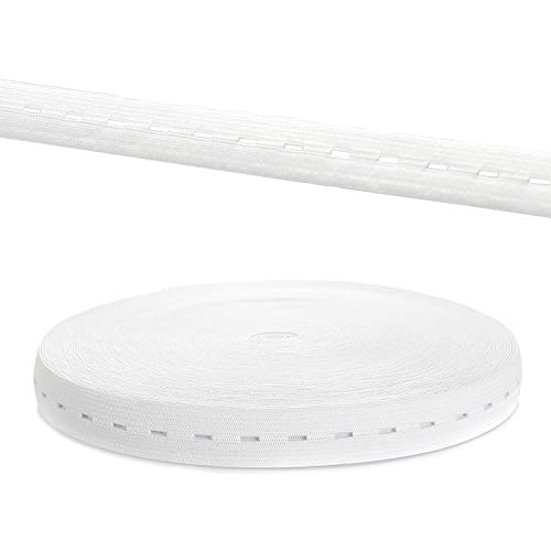 TUKA [30m x 20mm] Gummiband mit Knopfloch, Flaches Nähband Elastisches Band für Nähen/Umstandsmode/Haushalt/DIY/Handwerk Kleidung, Weiß, TKB5091 White von TUKA-i-AKUT