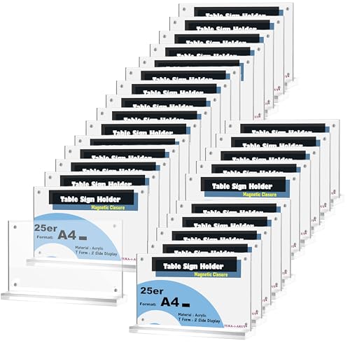 TUKA-i-AKUT 25x A4 Quer Tischaufsteller Acryl Transparent mit Magnetverschluß, Doppelseitig Display Prospekthalter Flyer Aufsteller Tisch Werbeaufsteller, Glasklar T-Ständer TKD8241-A4-W-25x TUKA-i-AKUT 25x A4 Quer Tischaufsteller Acryl Transparent mit Magnetverschluß, Doppelseitig Display Prospekthalter Flyer Aufsteller Tisch Werbeaufsteller, Glasklar T-Ständer TKD8241-A4-W-25x von TUKA-i-AKUT