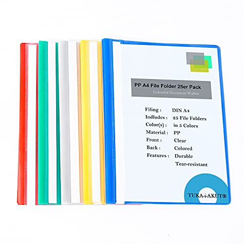 TUKA-i-AKUT 25x Schnellhefter A4 mit Beschriftungsfeld, PP Kunststoff Standard Hefter PVC-frei, Transparente Decke, Heft für Schule, Büro und zu Hause, 25 Stück Set, TKD8055 TUKA-i-AKUT 25x Schnellhefter A4 mit Beschriftungsfeld, PP Kunststoff Standard Hefter PVC-frei, Transparente Decke, Heft für Schule, Büro und zu Hause, 25 Stück Set, TKD8055 von TUKA-i-AKUT