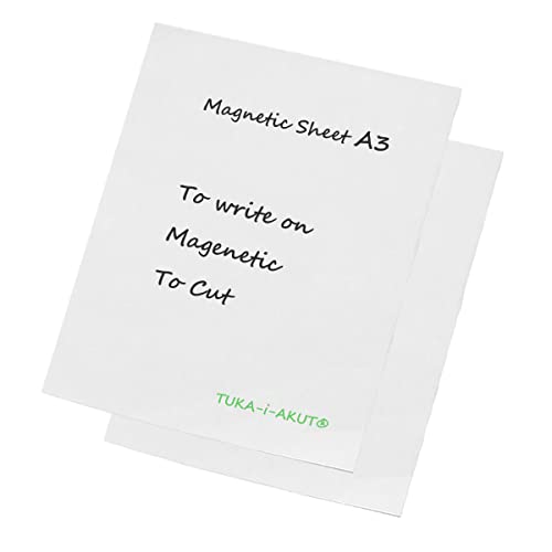 TUKA-i-AKUT 2x A3 Magnetfolie zum Beschriften und Zuschneiden, Flexibel Magnet Tafelfolie Magnetplättchen Gummimagnet, Werbelehrmagnet Magnetische Etikett Plakat, 2er Set Weiß, TKD9041-white-A3-2x von TUKA-i-AKUT