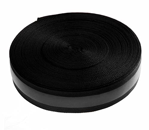 46 Meter x 50mm Reflektierendes Band zum Aufnähen, Reflektorband - 50 mm Breite - mit 30mm Reflektionband - Sicherheit Reflexband Leuchtband zum Annähen, Schwarz, TKB5081-black von TUKA-i-AKUT