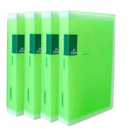 TUKA-i-AKUT [4x] Sichtbuch PP A5 insgesamt 160 Klarsichthüllen für 320 Blatt (je Buch 40 Klarsichthüllen), Transparente Hülle, Solid Präsentationsordner aus PP, 4er Set in Grün, TKD8032-green-4x von TUKA-i-AKUT