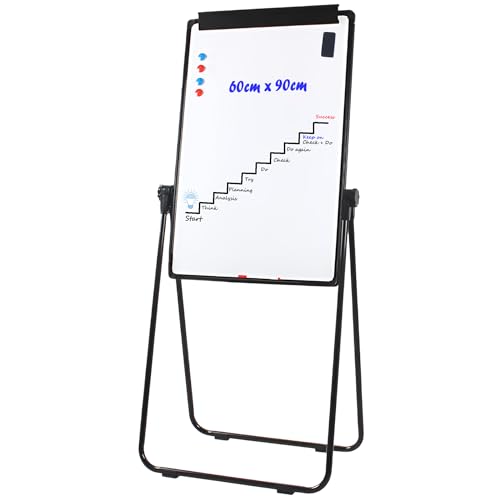 TUKA-i-AKUT ​Flipchart Ständer Magnetisch Whiteboard 90X60cm, Höhenverstellbar Zusammenklappbar, U-Ständer Flipchart-Staffelei Whiteboards mit Papierhalter, Beschreibbar Abwischbar, Schwarz TKD8711 von TUKA-i-AKUT