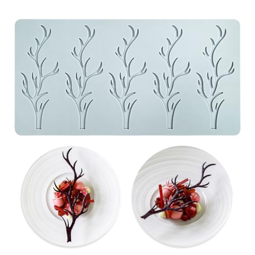 3D-Hohlblatt-Form für Fondant, Spitze, verschiedene Blätter, Blumen, Süßigkeiten, Schokolade, Zucker, Basteln, Kuchendekoration, Cupcake-Oberteil, Zweig 24,2 x 12,5 x 0,3 cm von TUKE