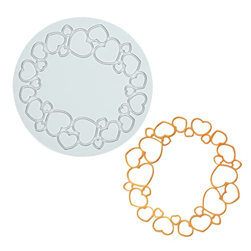 Silikon-Spitzenform, Kuchenmatte, Fondant-Impressionsmatten, Herzmuster, Spitzenmatte für Kuchendekoration, Valentinstag (B_13,7 x 0,3 cm) von TUKE