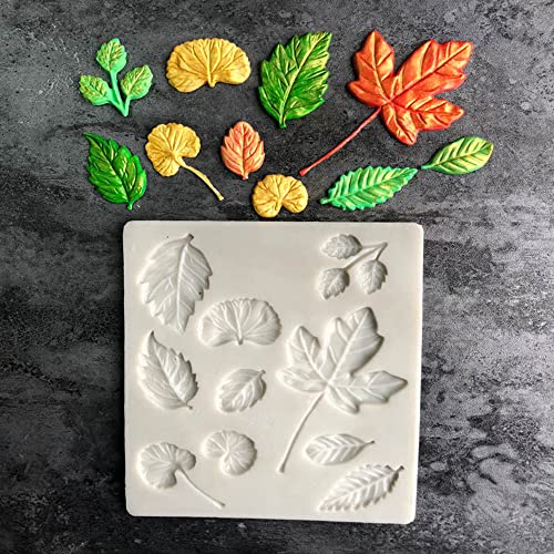Silikonform mit Blättern, Rose, Blume, Fondant, Kuchendekoration, Werkzeug, Zuckerwerk, Süßigkeiten, Harz, Ton, Schokolade, Blütenpaste, Formen (15,4 x 13,4 x 0,6 cm) von TUKE