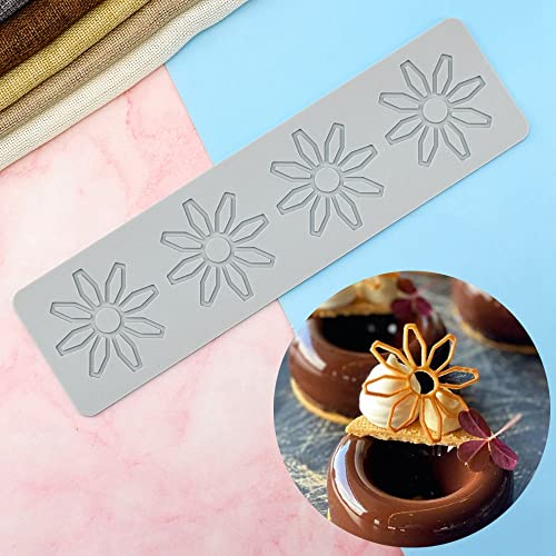 Silikonprägematte für Blumen-Kuchen, Textur, Fondant, Spitze, Dekoration, Blütenpaste, Cupcake-Topper, Werkzeug, Zuckerguss, Süßigkeiten, Aufdruck, Backformen, Zuckerhandwerk (E_27,9 x 7,5 x 0,3 cm) von TUKE