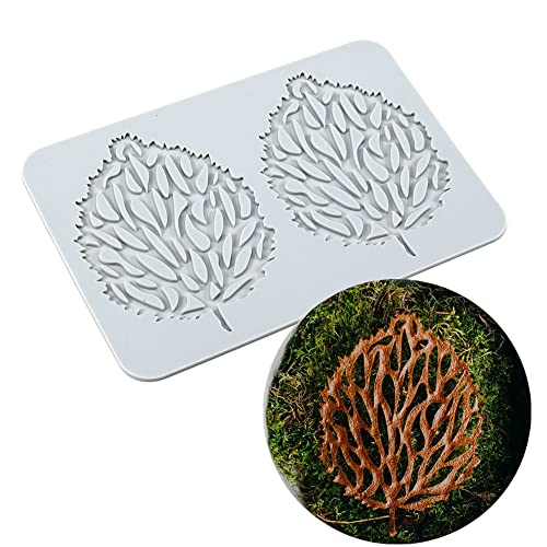 TUKE Spitzenformen für Kuchendekoration, 3D-Blatt-Silikonformen zum Backen, Gummiformen, Ton, Fondant, Spitzenmatten, Blumen, Waben, Bienen-Muster für Zucker, Schokolade, Polymer (Blatt_20,6 x 13,7 x von TUKE